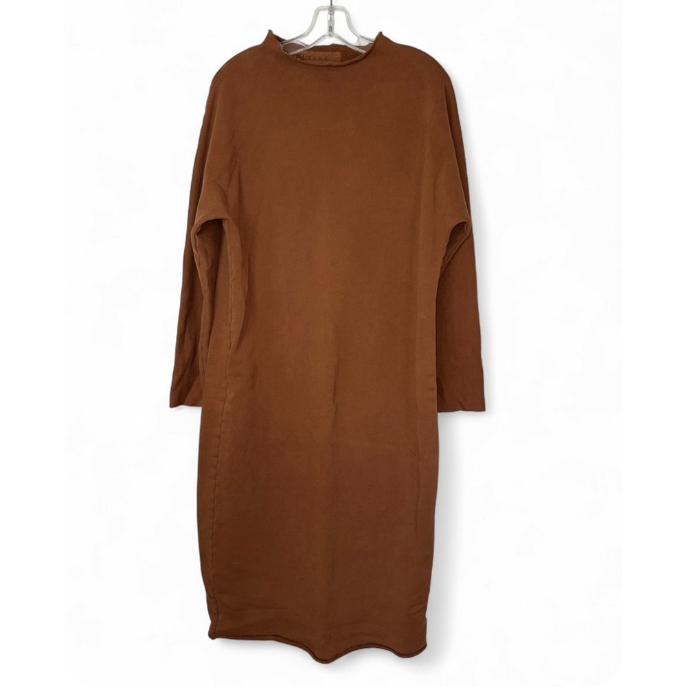 Frank & Eileen Isabelle Triple Fleece Midi Dress L Cinnamon Funnel Neck USA